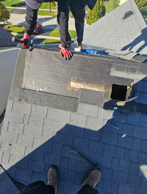 Roof stripped down to decking during tear off